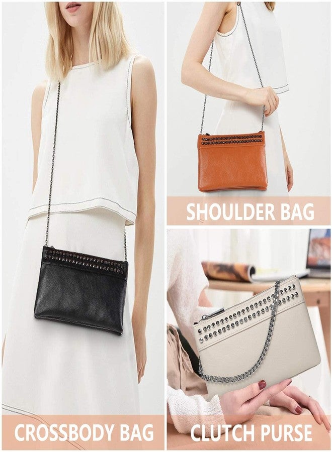 فاشي حقيبة يد صغيرة من VASCHY، محفظة كروسبودي من الجلد الصناعي الناعم مرصعة بمسامير كبيرة للنساء، لون أسود - Image 2