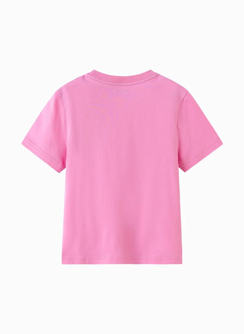 Balabala Pink Kids Unisex Round v-neck short-sleeved T-shirt  | Best Price UAE