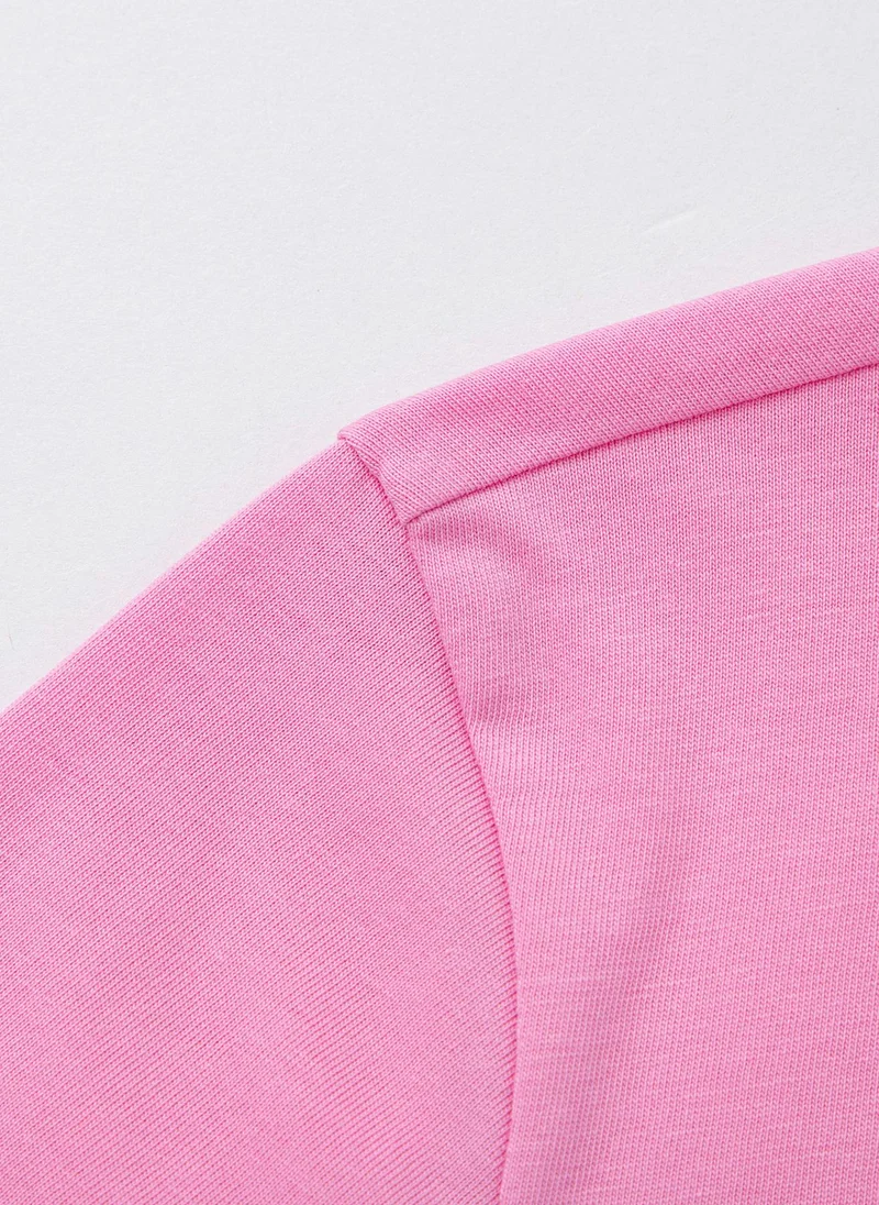 Balabala Pink Kids Unisex Round v-neck short-sleeved T-shirt  | Best Price UAE