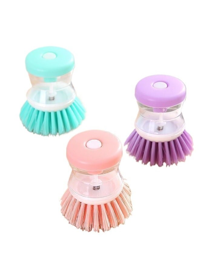 يوكانبي فرشاة غسيل الصحون الهيدروليكية (3 قطع أرجواني/وردي/أزرق) - فرشاة مطبخ متعددة الاستخدامات مع خزان تنظيف، أداة تنظيف قدور قوية - Image 1