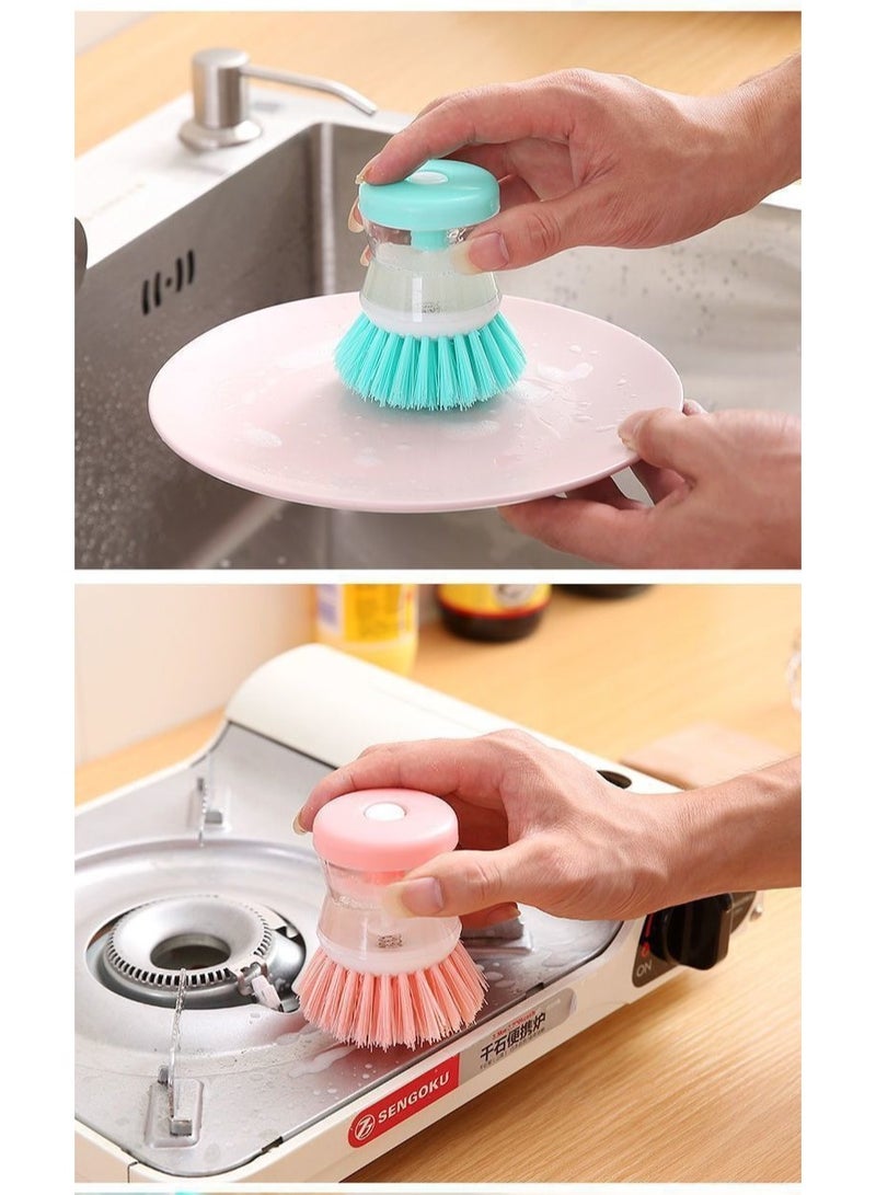يوكانبي فرشاة غسيل الصحون الهيدروليكية (3 قطع أرجواني/وردي/أزرق) - فرشاة مطبخ متعددة الاستخدامات مع خزان تنظيف، أداة تنظيف قدور قوية - Image 2