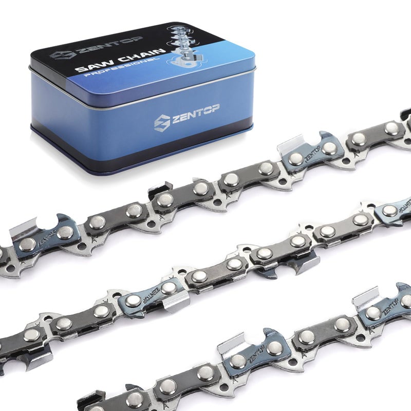 Zentop 14 Inch Chainsaw Chain, 3/8" LP Pitch, 043" Gauge, 52 Drive Links, Low Kickback, Fits Milwaukee, Ryobi, and More- R52 (3 Chain)