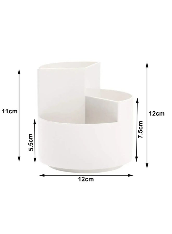 Rotating Three Grid Pen Holder, Office Student Desktop Pen Storage Box - Image 2