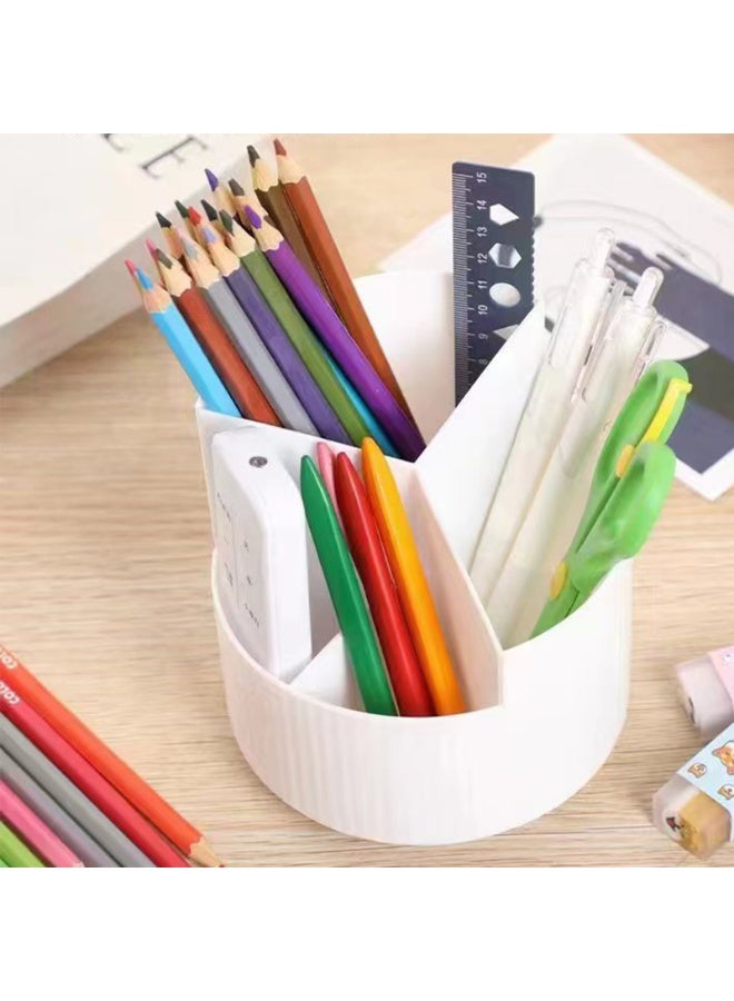 Rotating Three Grid Pen Holder, Office Student Desktop Pen Storage Box - Image 4