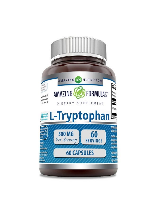 Amazing Nutrition Amazing Formulas L-Tryptophan Supplement | 500 Mg Per Serving | 60 Capsules | Non-GMO | Gluten-Free | Made in USA  - Image 1