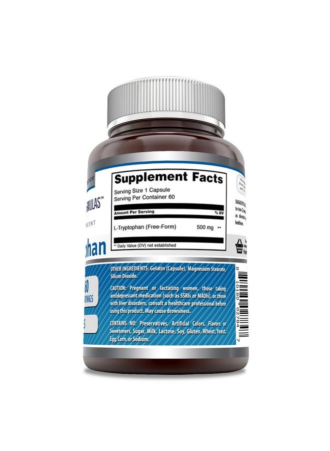 Amazing Nutrition Amazing Formulas L-Tryptophan Supplement | 500 Mg Per Serving | 60 Capsules | Non-GMO | Gluten-Free | Made in USA  - Image 2