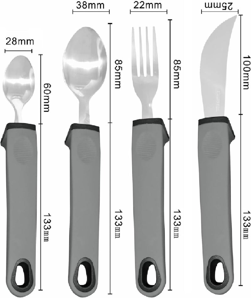 VergilSon Easy Grip Cutlery Set, Cutlery for Disabled Hands, Disability Ideal Dining aid for Elderly Disabled Arthritis Parkinson's Disease Tremors Sufferers Gary (Curved) - Image 5