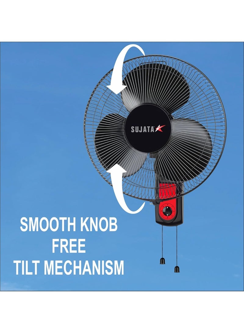 Sujata Wall Fan | 2 Year Warranty | 400 mm Sweep,1350 RPM | 100% Copper Winding Motor | Heavy Duty Wall Fan for Living Room, Wall Mount Fan with 3 Speed Control (SWF27 - Black) - Image 2