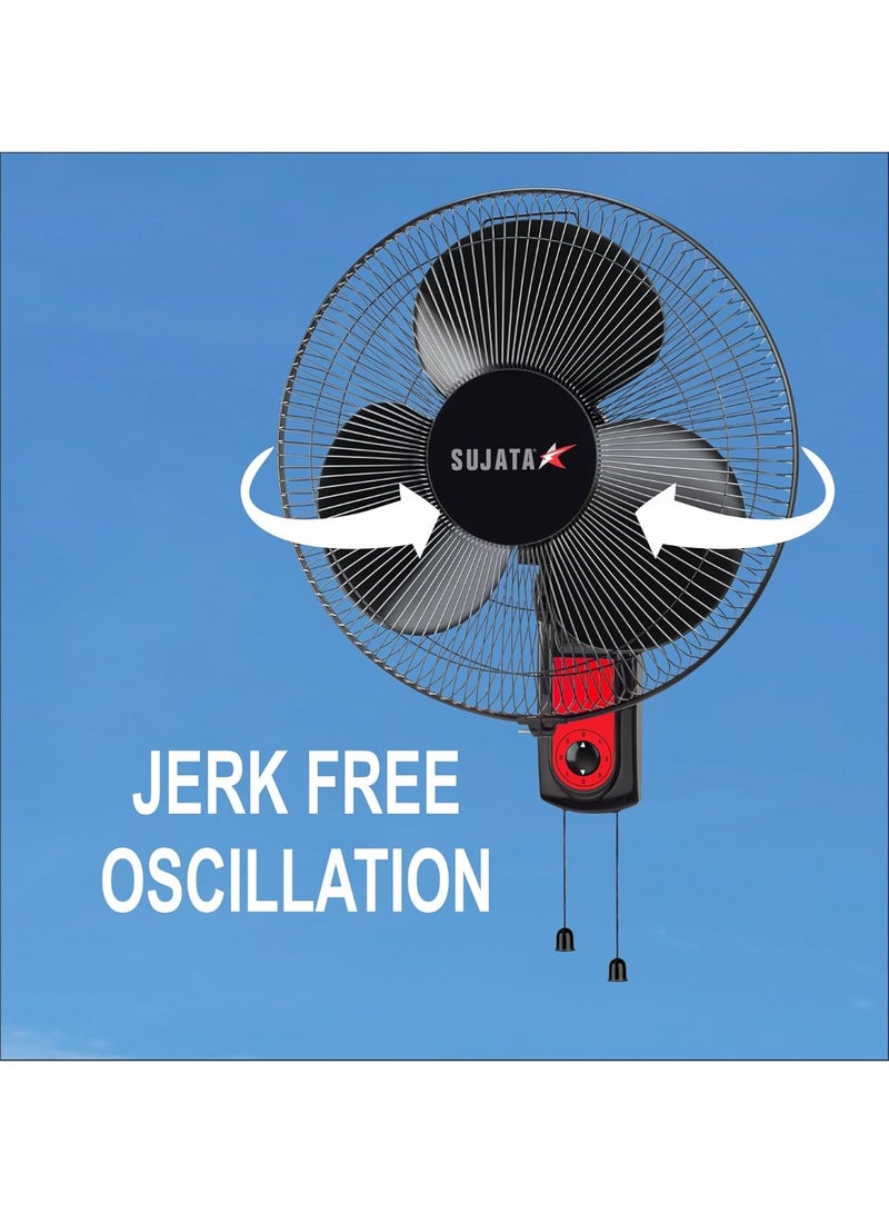 Sujata Wall Fan | 2 Year Warranty | 400 mm Sweep,1350 RPM | 100% Copper Winding Motor | Heavy Duty Wall Fan for Living Room, Wall Mount Fan with 3 Speed Control (SWF27 - Black) - Image 5