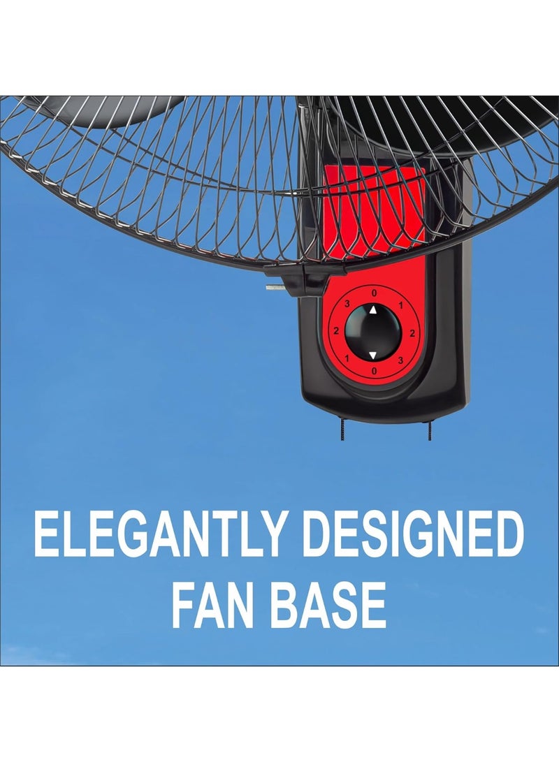 Sujata Wall Fan | 2 Year Warranty | 400 mm Sweep,1350 RPM | 100% Copper Winding Motor | Heavy Duty Wall Fan for Living Room, Wall Mount Fan with 3 Speed Control (SWF27 - Black) - Image 4