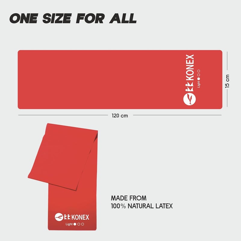 KONEX Natural Latex Resistance Thera Band | Durable & Stretchable | Ideal for Yoga, Pilates, Full Body Workout, Muscle Toning, Weight Training, Stretching & Body Conditioning (Red, 4.5-7 Kg) - Image 2