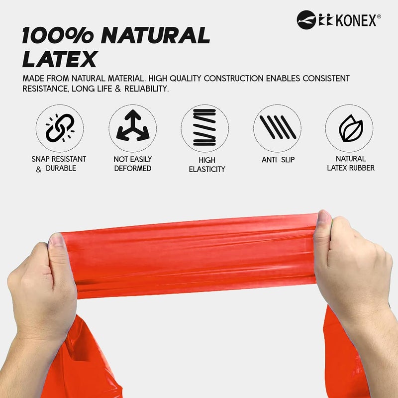 KONEX Natural Latex Resistance Thera Band | Durable & Stretchable | Ideal for Yoga, Pilates, Full Body Workout, Muscle Toning, Weight Training, Stretching & Body Conditioning (Red, 4.5-7 Kg) - Image 3