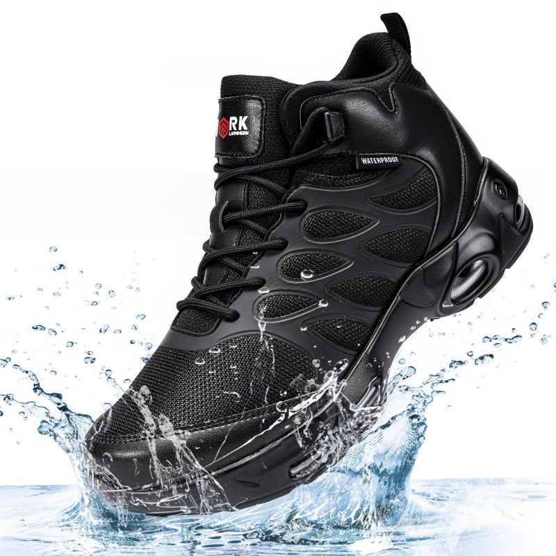 LARNMERN Men Non Slip Boots Restaurant Service Breathable Mesh Waterproof Outdoor Shoes Slip Resistant Work Ankle Boot Chef Zapatos Trabajo Casual Hiking Sneakers (Black,8) - Image 2