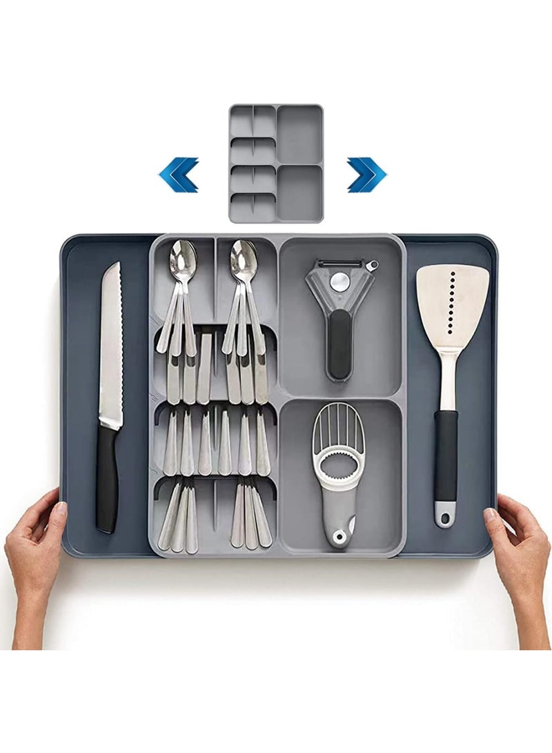 Kitchen Drawer Organizer Tray, Adjustable Cutlery Tray Storing Organizing Cutlery, Utensil Holder and Cutlery Tray - Image 1