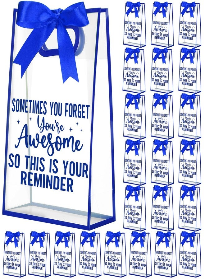 Shinylin 24 Pcs Employee Appreciation Clear Gift Bags Inspirational Clear Plastic Gift Bag with Handle Sometimes You Forget Reusable Thank You Party Favor Bag for Employee Coworker, 10 x 7 x 3.1, Blue - Image 1