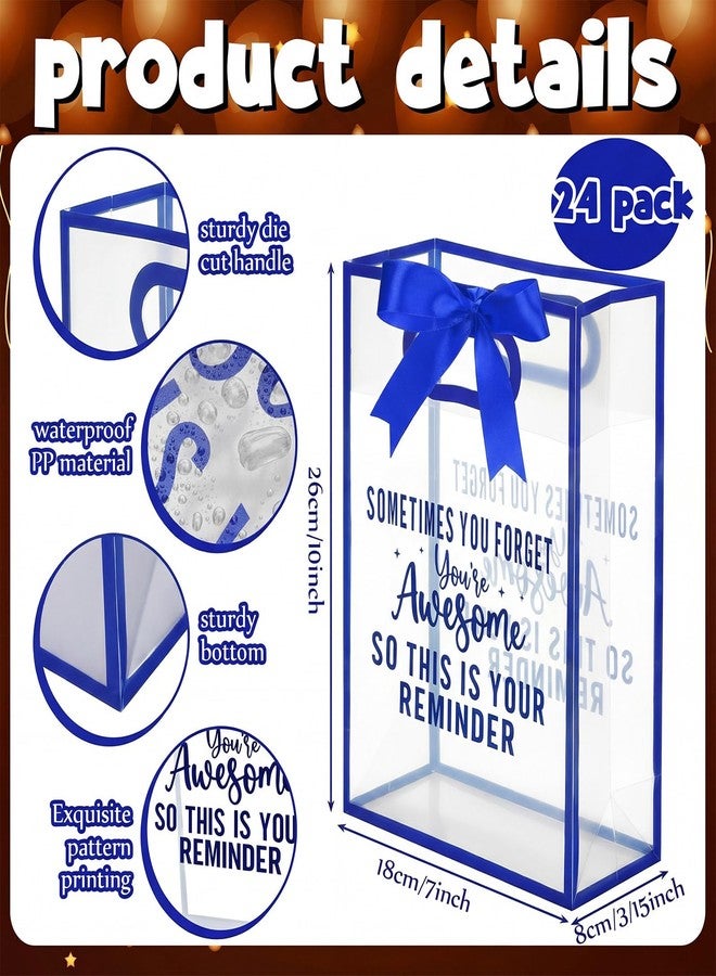 Shinylin 24 Pcs Employee Appreciation Clear Gift Bags Inspirational Clear Plastic Gift Bag with Handle Sometimes You Forget Reusable Thank You Party Favor Bag for Employee Coworker, 10 x 7 x 3.1, Blue - Image 2