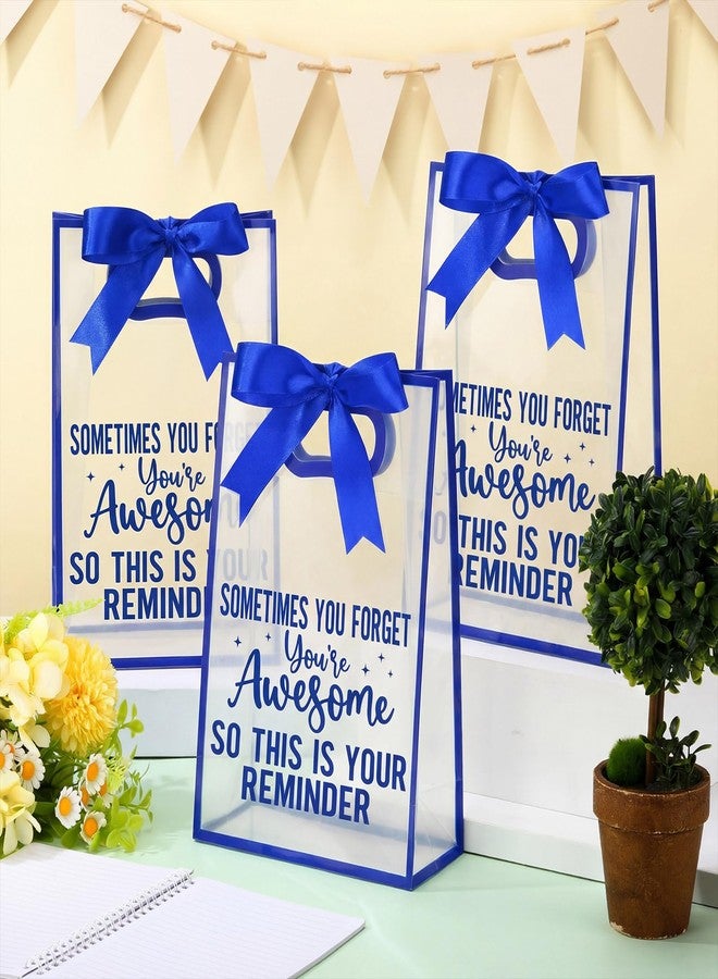 Shinylin 24 Pcs Employee Appreciation Clear Gift Bags Inspirational Clear Plastic Gift Bag with Handle Sometimes You Forget Reusable Thank You Party Favor Bag for Employee Coworker, 10 x 7 x 3.1, Blue - Image 5