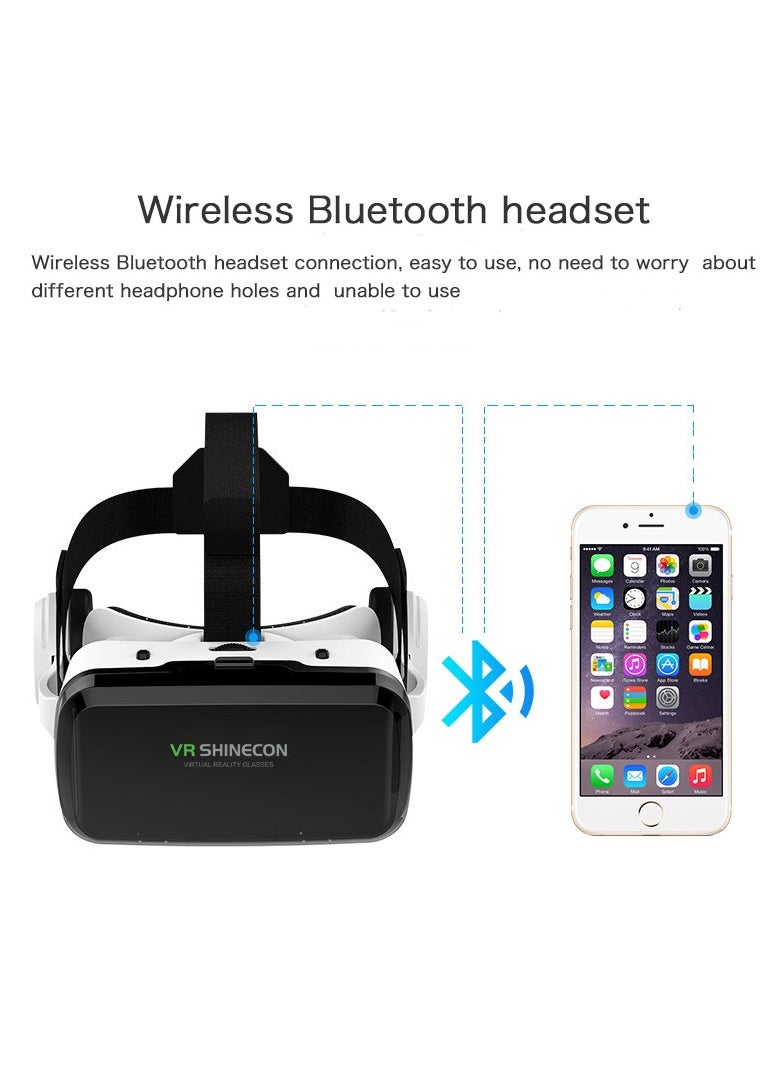 نظارة VR SHINECON Thousand Magic Mirror، نظارة VR، إصدار سماعة الرأس G04BS Bluetooth، خوذة واقع افتراضي ثلاثية الأبعاد للهواتف الذكية + يد تحكم Y1