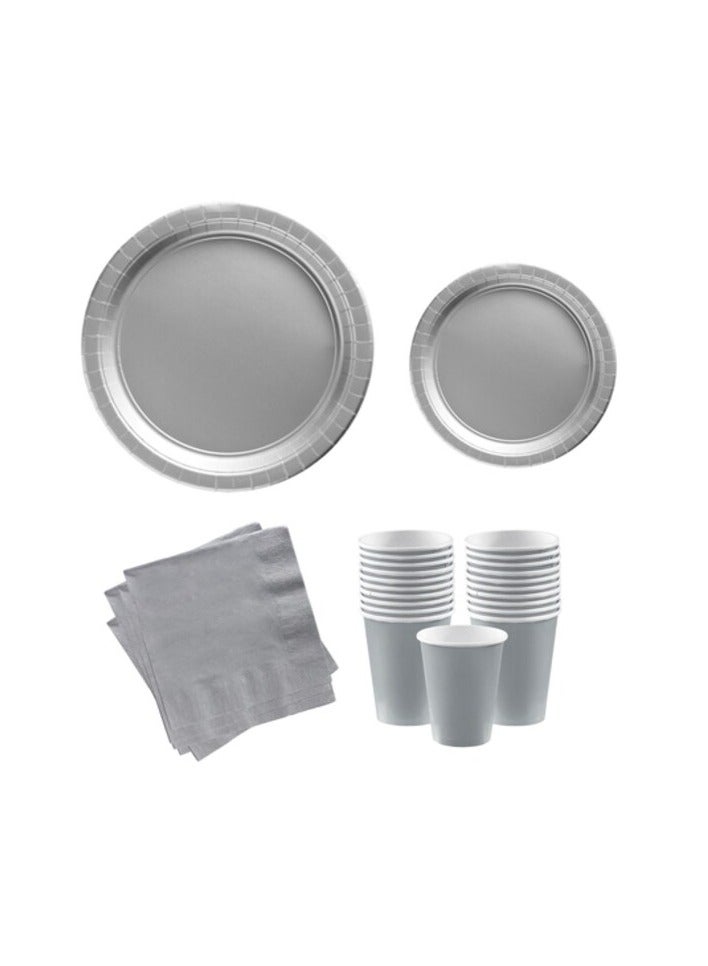 Party Time Party Time Serves 48 Guest Complete Party Pack Silver 9" Dinner Paper Plates