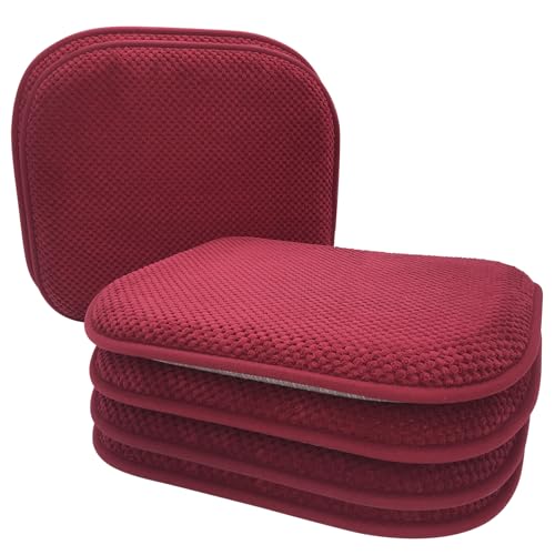 PAGGED Wine Red Foam Seat Cushions Kitchen Chairs Pads for Dining Chairs 6 Pack Non Slip Patio Seat Cushions Washable U Shaped Soft Thick Large Metal Wooden Chair Cushions,17" x 15" - Image 1