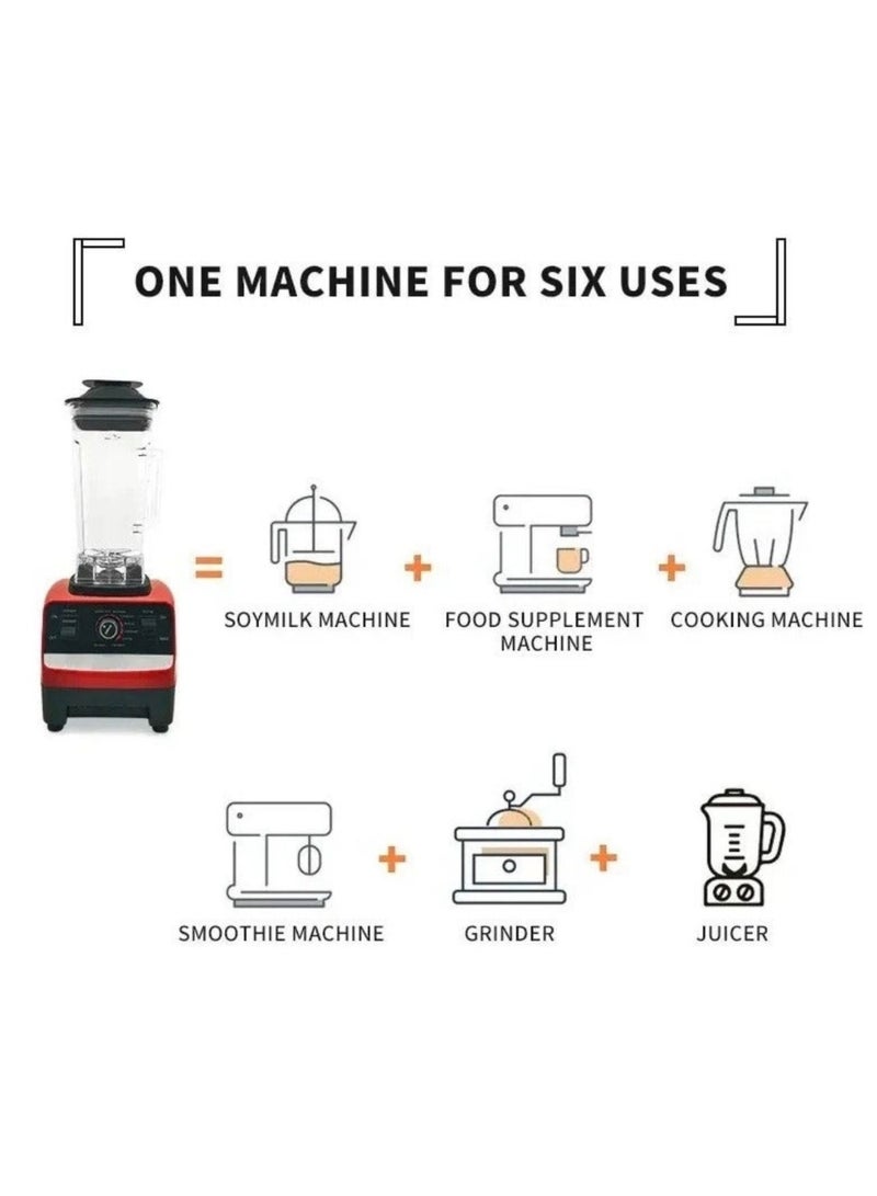 Microplus 2 in 1 Commercial 2.0L Heavy Duty Blender Mixer Electric High Speed Juicer Food Processor Ice Smoothies Crusher Blender 5500W RED PS-4745 - Image 3