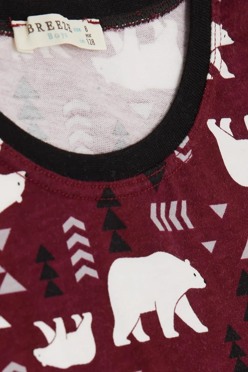 بريز Girls & Boys Boy's Pajama Set with Shorts, Cute Polar Bear Pattern, Age 4-8, Cherry Rotten
