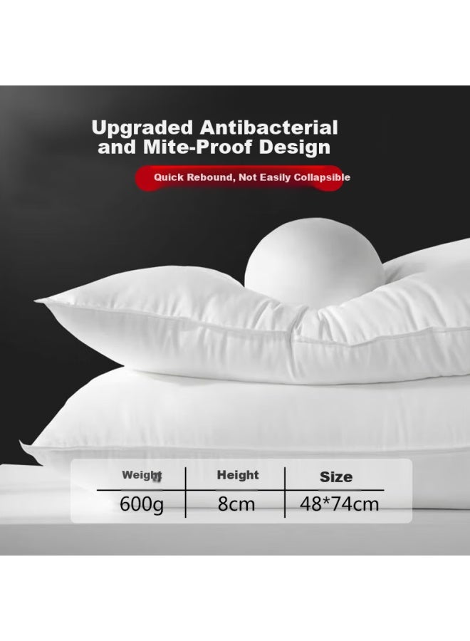 Yalu Fiber Pillow Core Dormitory Home Sleep Cervical Vertebrae Pillow Yunjin Velvet Antibacterial Pillow High Pillow 48*74cm Single Pack - Image 3