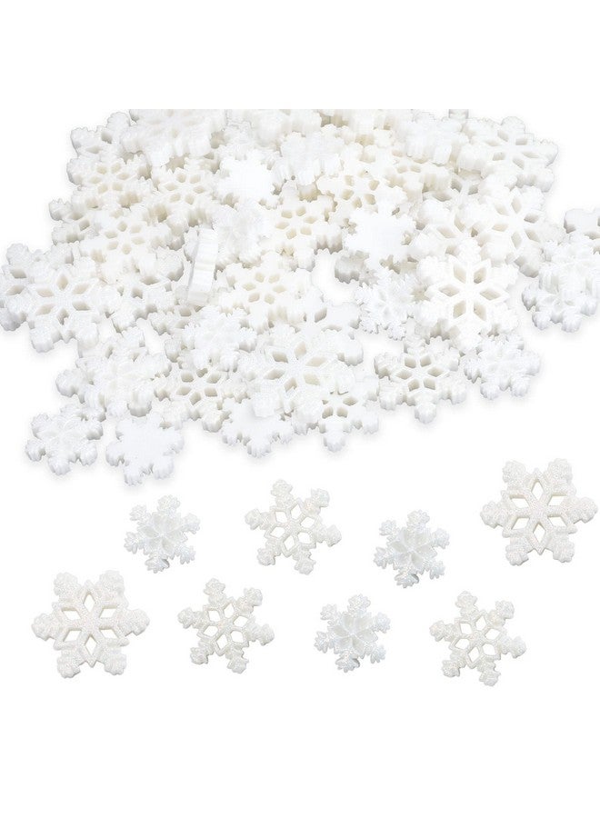 Onukaly 60Pieces Resin Snowflakes For Crafts, 3 Sizes White Glitter Resin Snowflakes Christmas Decorations And For Diy Cell Phone Case Material And Hair Accessories (White) - Image 1