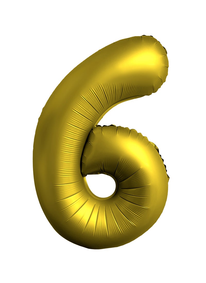 Party Zone Chrome Gold Foil Balloon Number 6 34" 