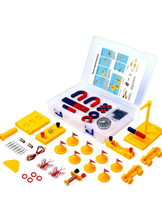 مجموعة مغناطيس كهربائي علمي للأطفال مكونة من 53 قطعة، مجموعة تجارب كهرومغناطيسية، مجموعة مغناطيس تجارب علمية تعليمية تتضمن قضيب/حدوة حصان/حلقة مغناطيس/بوصلة، إلخ، مناسبة للتعلم الممتع في المدرسة المنزلية، مناسبة جدًا للأطفال - Image 1