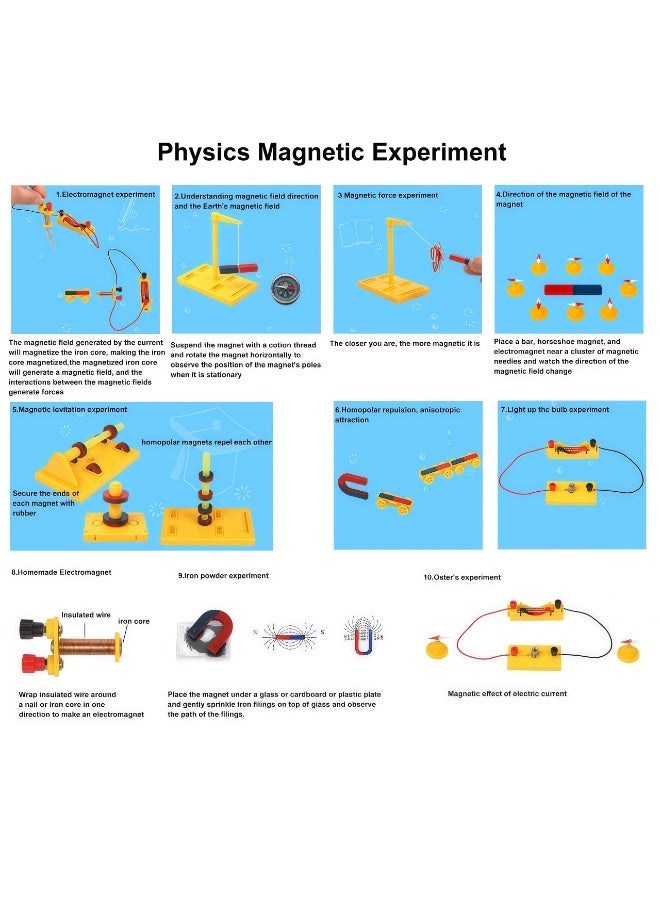 مجموعة مغناطيس كهربائي علمي للأطفال مكونة من 53 قطعة، مجموعة تجارب كهرومغناطيسية، مجموعة مغناطيس تجارب علمية تعليمية تتضمن قضيب/حدوة حصان/حلقة مغناطيس/بوصلة، إلخ، مناسبة للتعلم الممتع في المدرسة المنزلية، مناسبة جدًا للأطفال - Image 2