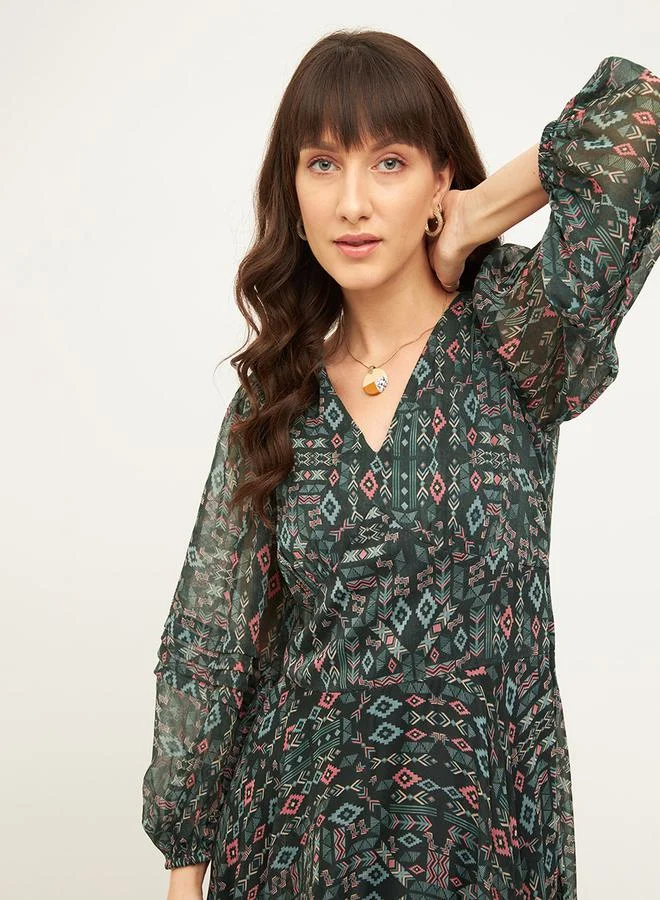 FEMELLA Tribal Print A-Line Maxi Dress