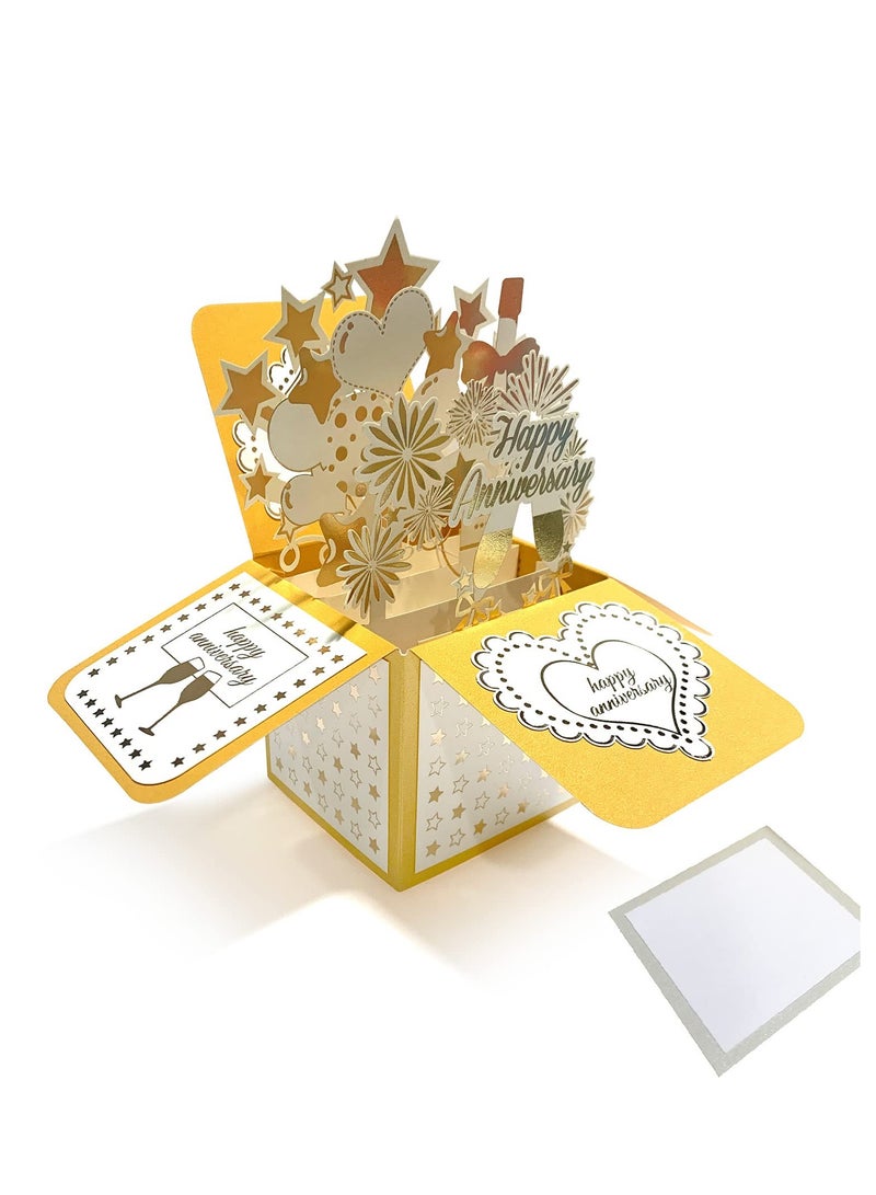 SOLARAE Anniversary Card, 3D Pop Up Greeting Cards, Valentines Day Card, Handmade Love Romantic Commemorative Card with Envelopes and Blank Labels, Anniversary Cards for Her, Couple, Him, Handmade Design - Image 2