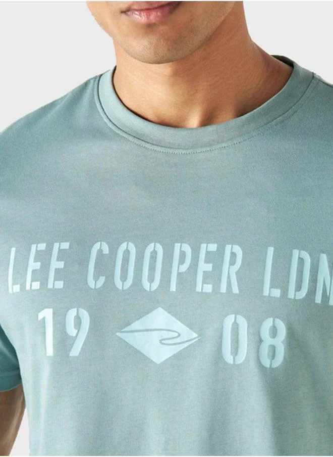 لي كوبر Logo Detail Crew Neck T-Shirt