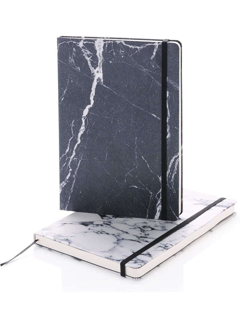 XD Deluxe Marble A5 Hardcover Notebook – 192 Ruled Pages, Elastic Closure, Bookmark Ribbon – Stylish Marble Print Journal for Office, School & Personal Use - Image 5