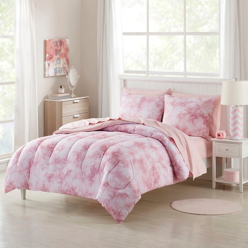 Sweet Home Collection Kids Bedding Set Bed in a Bag for Boys and Girls Toddlers Printed Sheet Set and Comforter  Full Waterbury Marble 