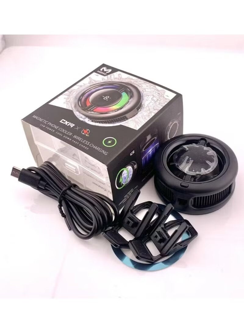 Memo CX19 Magnetic Wireless Charger – 15W Fast Charging with Cooling Fan & Large Digital Display – Magnetic Stand for Smartphones, AirPods & Qi-Enabled Devices – Desk & Nightstand Charging Solution - Image 1