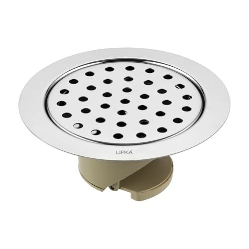 LIPKA Stainless Steel Floor Drain with Jali Cover – 5 Inch Round Bathroom Drain Trap, Cockroach Trap, Anti-Clog, Anti-Odor, Heavy Duty Drainage for Kitchen, Bathroom, Balcony, Shower Area - Image 1