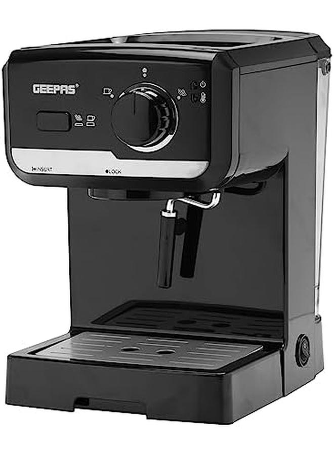 GEEPAS Gcm41507 1.25L Cappuccino Maker 1140W 15 Bar Power Brewing Pump Dual Stainless Steel Filters 2 Years Warranty Black - Image 4
