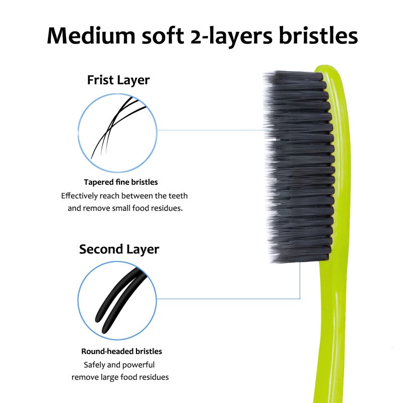 EasyHonor Huge Head Toothbrush, with Medium Soft Britles for Adult. (Charcoal Bristles,8 Packs) - Image 3