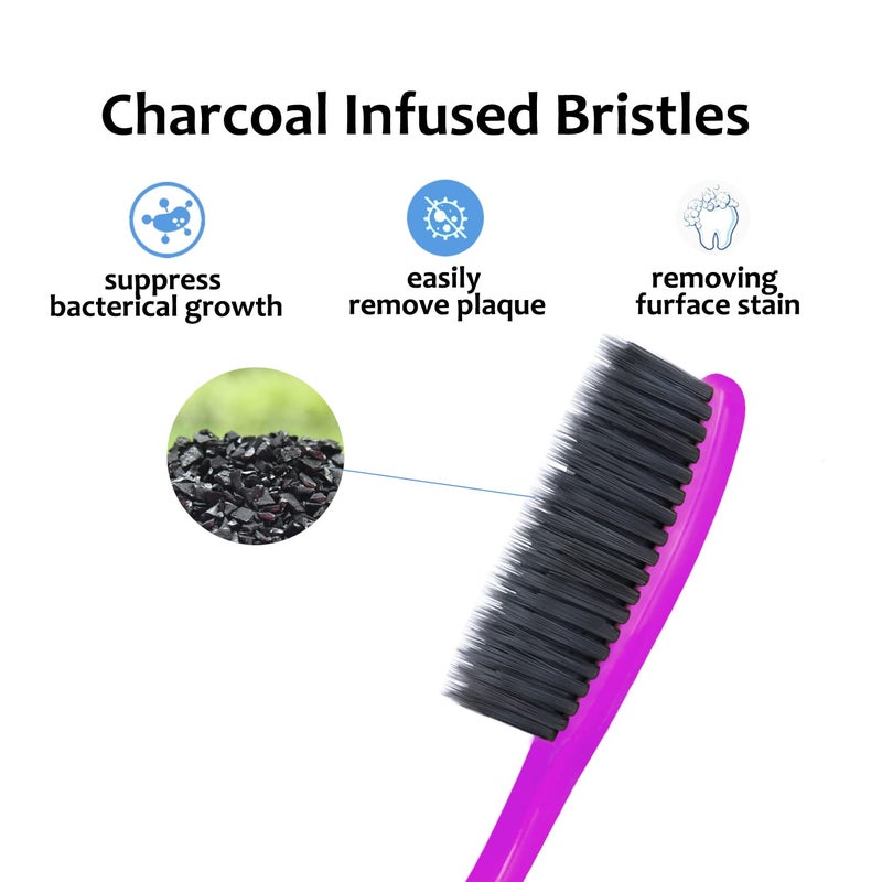 EasyHonor Huge Head Toothbrush, with Medium Soft Britles for Adult. (Charcoal Bristles,8 Packs) - Image 5