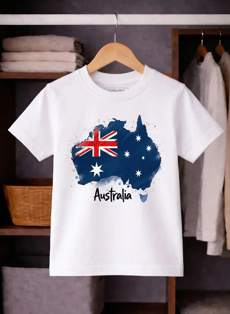 فنكار FUNKAAR تيشيرت أطفال للأولاد والبنات بطباعة علم أستراليا