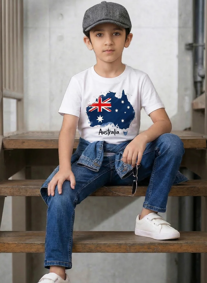 فنكار FUNKAAR تيشيرت أطفال للأولاد والبنات بطباعة علم أستراليا