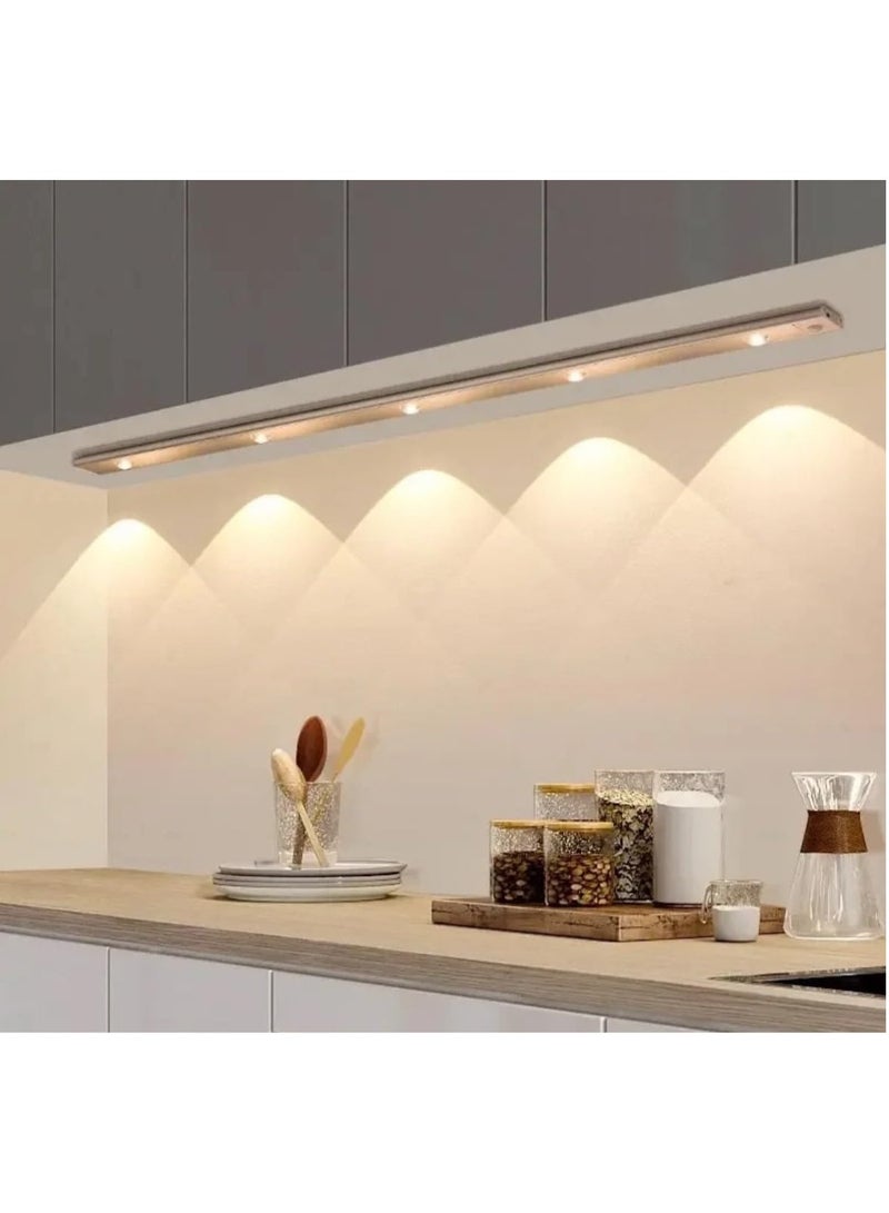 BLUE CORAL مصباح استشعار الحركة LED 80 سم مصباح استشعار ذكي لاسلكي USB LED رفيع للغاية لخزانة المطبخ وغرفة النوم وخزانة الملابس والإضاءة الداخلية ضوء ليلي فضي  - Image 1