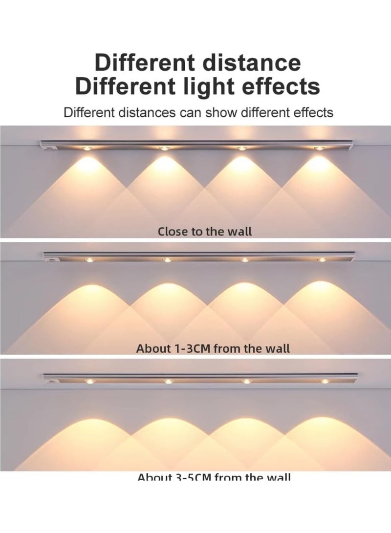 BLUE CORAL مصباح استشعار الحركة LED 80 سم مصباح استشعار ذكي لاسلكي USB LED رفيع للغاية لخزانة المطبخ وغرفة النوم وخزانة الملابس والإضاءة الداخلية ضوء ليلي فضي  - Image 5
