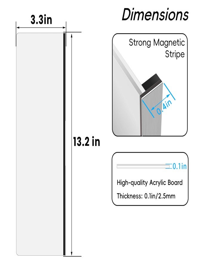 Crpich Magnetic Acrylic Monitor Memo Board, Clear Large 13.2 x 3.3 Inches, Detachable Side Screen Note Holder with 2 Adhesive Metal Plates, Vertical to Do List Organizer for Office & Home - Image 2