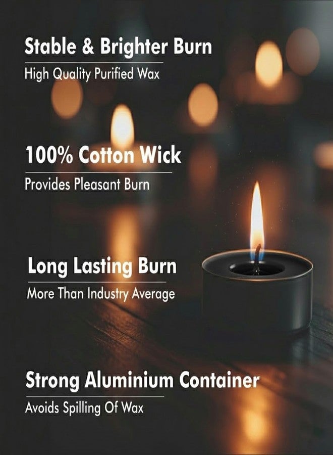 Black Tealight Candles | Pack of 50 | Unscented Purified Wax Candles | Smokeless, Dripless, Long Lasting | Perfect for Diwali, Christmas, Home Decoration & Festivals - Image 4