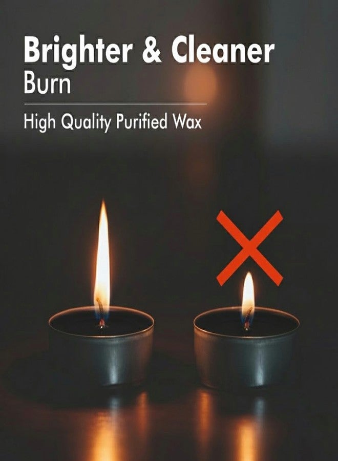 Black Tealight Candles | Pack of 50 | Unscented Purified Wax Candles | Smokeless, Dripless, Long Lasting | Perfect for Diwali, Christmas, Home Decoration & Festivals - Image 3
