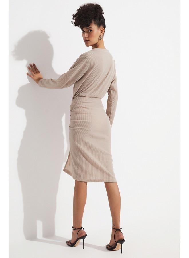 جون فستان محبوك مكشكش - Image 4