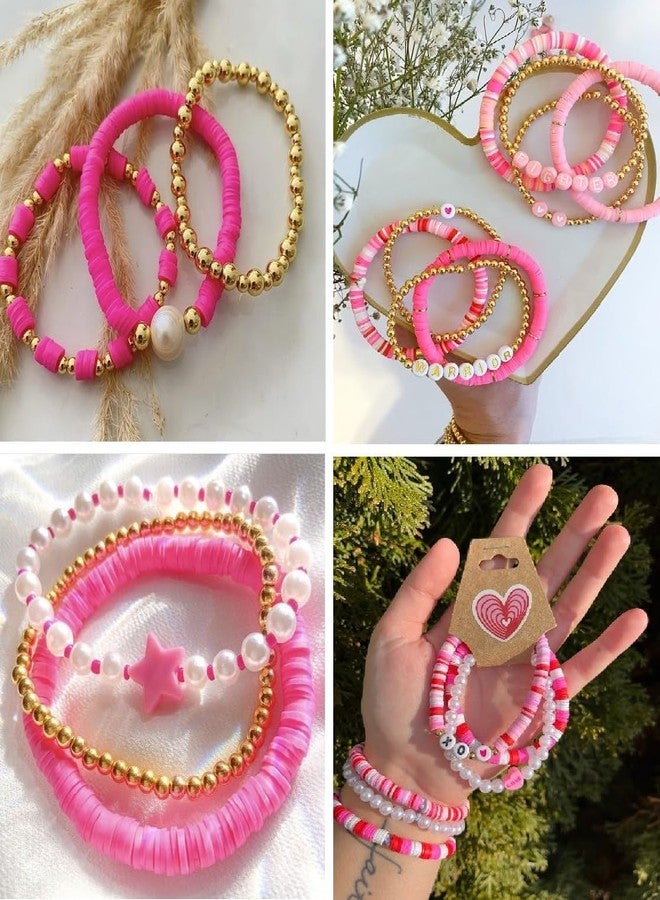 DOEASY DIY Bracelet Making Kit for Girls – 2000+ Polymer Clay Beads, Letter Beads, Charms & Accessories | Jewelry Craft Kit for Kids Ages 6–12 to Create Bracelets, Necklaces, Hairbands & Rings (Pink) - Image 3